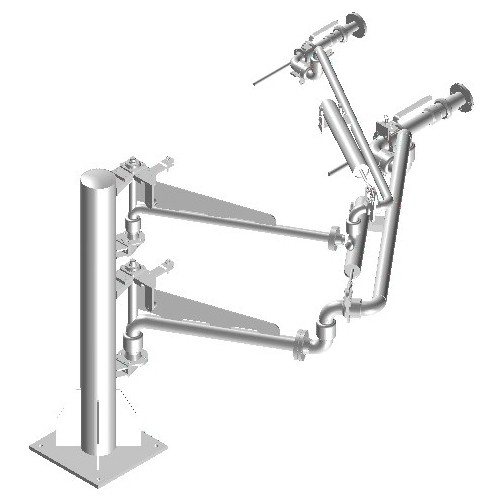 Two loading arms attached to a stand post