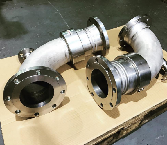 2 x 6" Engineered Stainless Steel Swivel joints with a 2" drain connection