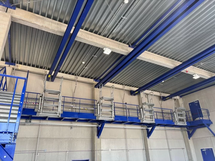 4 x 4-step Manual Folding Stair Units installed on a gantry