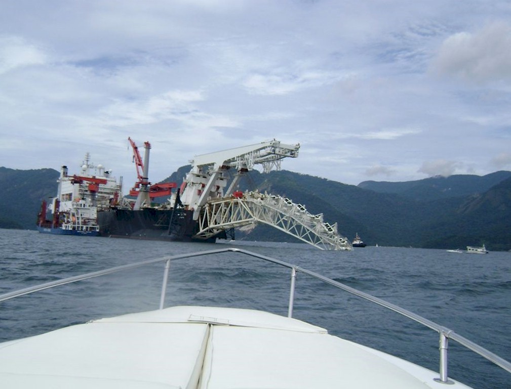 A Subsea Swivel Joint being deployed off the coast of Brazil