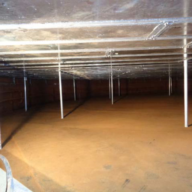The underneath of a fully installed Full Contact Internal Floating Roof