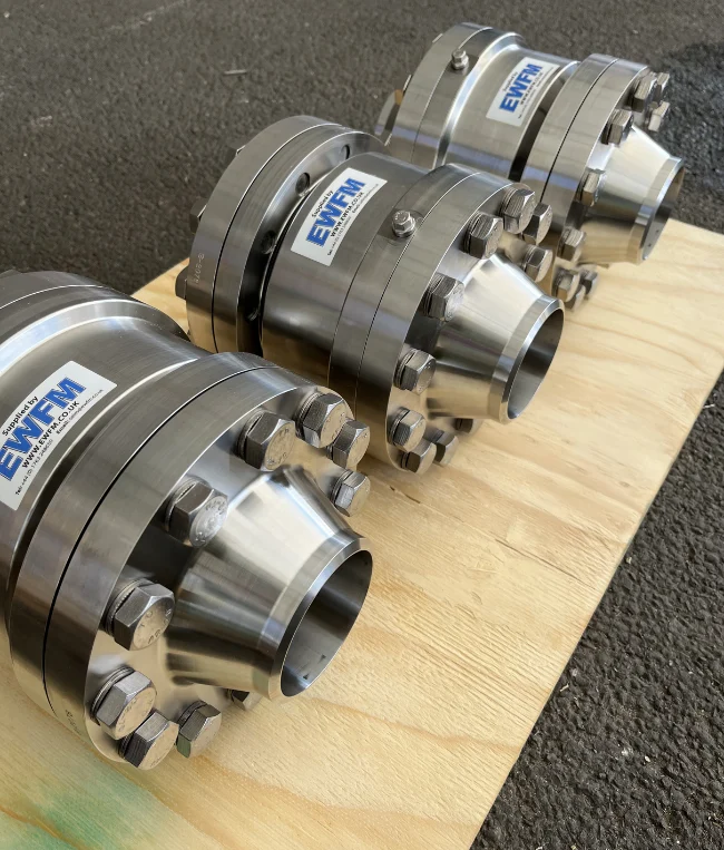 Three 3" stainless steel cryogenic swivel joints made to a style 20 conformity