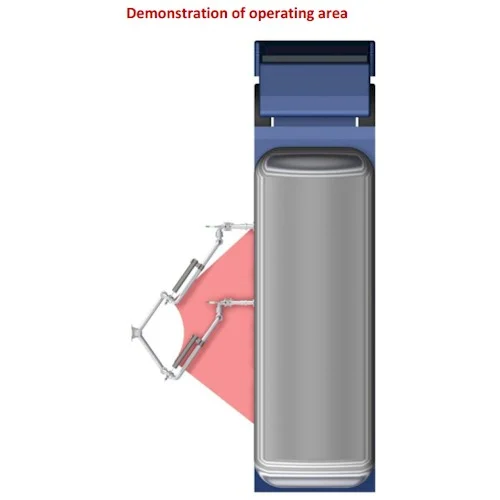 Triple reach chemical bottom loading arm model 2504-BC Operating Layout