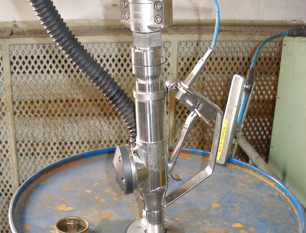 One of our engineered nozzles being used in a barrel