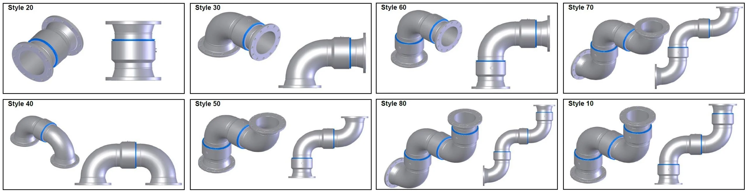 Range of different swivel assemblies