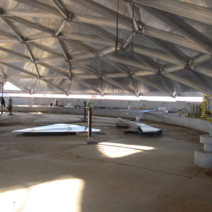 The Underneath of a Geodesic Tank Dome during the construction