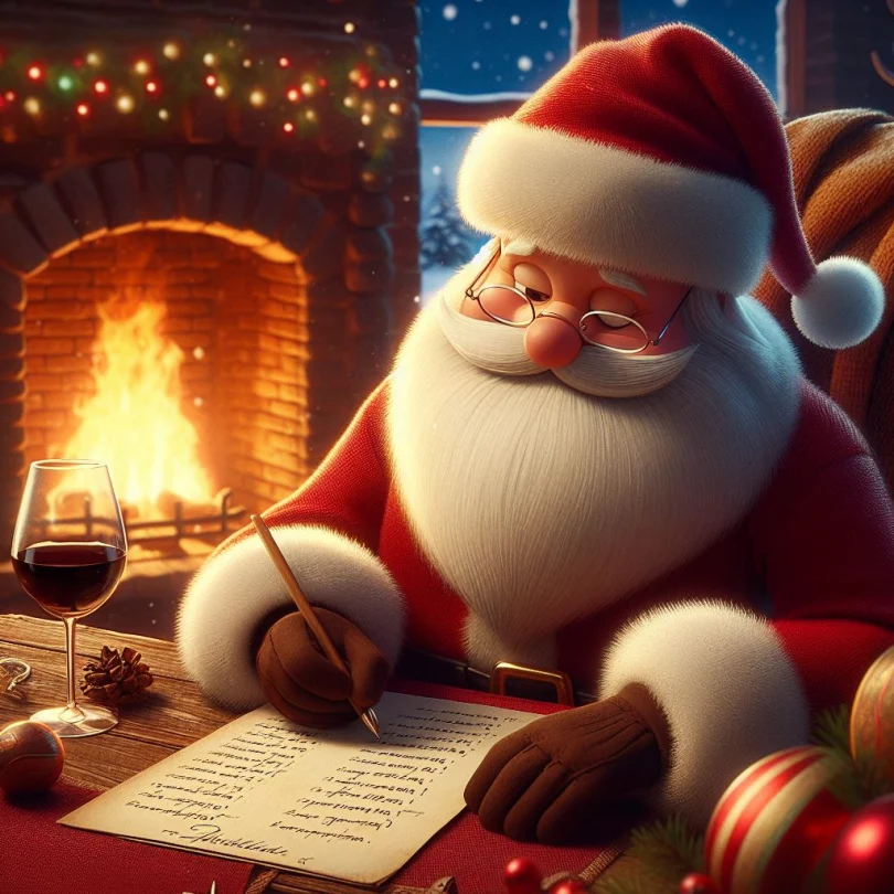 Santa writing a Christmas list for him self