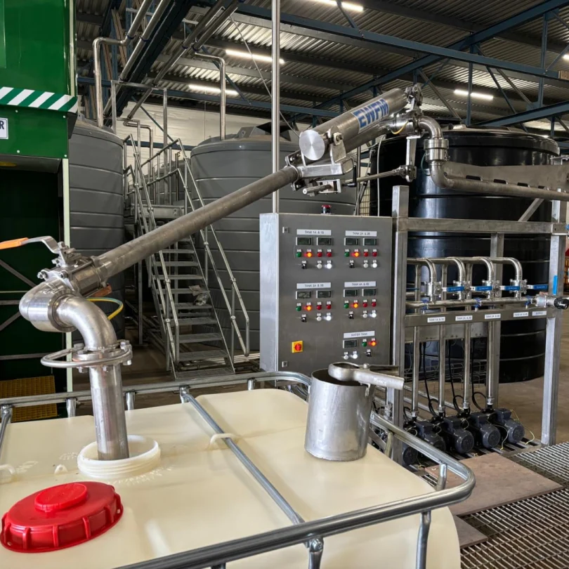 An EWFM Loading Arm being used to fill an IBC