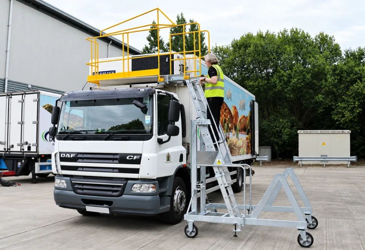 The Top Tanker Mobile Access Unit being used to access the top of a lorry